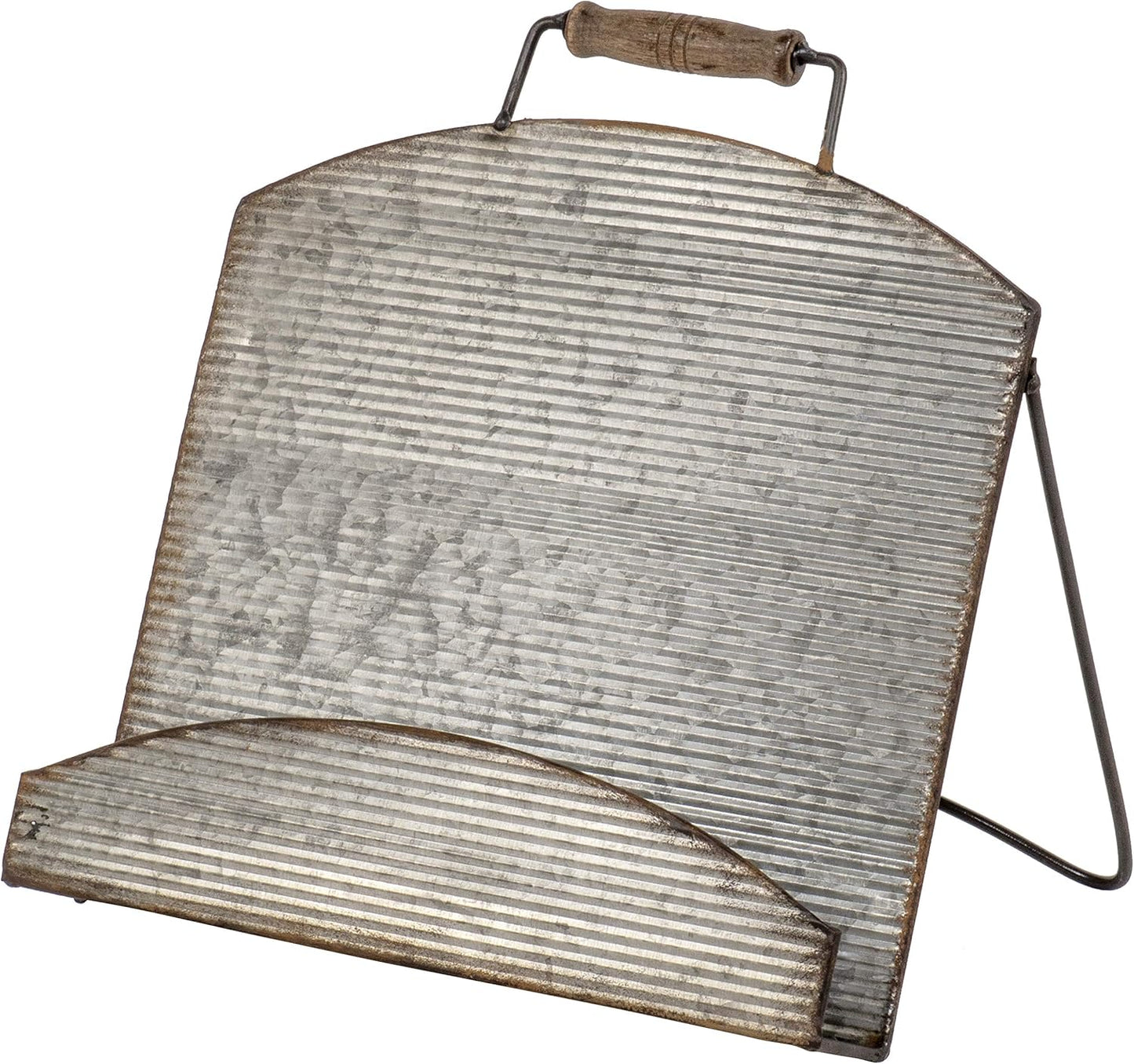 Red Co. 11” x 11” Corrugated Metal Cookbook Display Stand & Recipe Holder with Handle