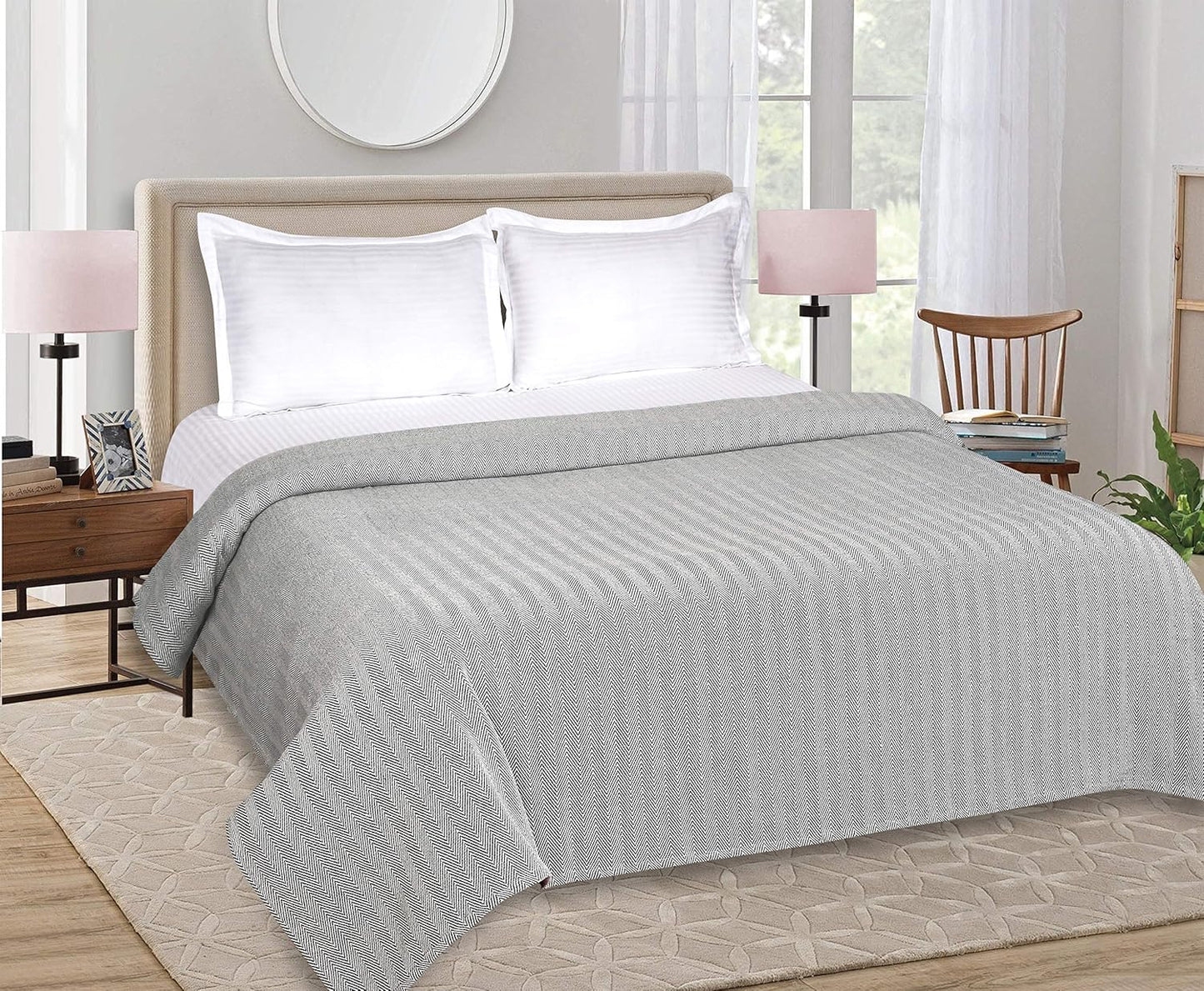 Glamburg 100% Soft and Breathable Cotton Thermal Blanket Twin Teal - Perfect for Layering Any Bed for All Season