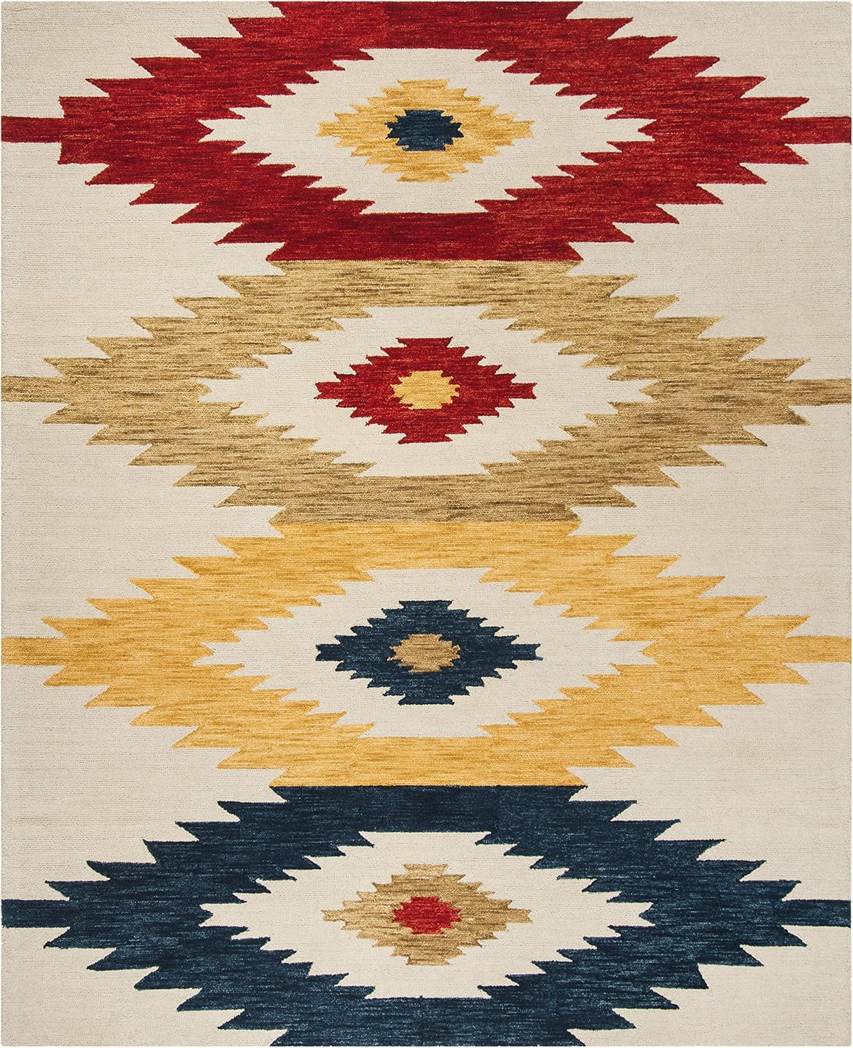 SAFAVIEH Aspen Collection Accent Rug - 3' x 5', Ivory & Multi, Handmade Moroccan Boho Tribal Wool, Ideal for High Traffic Areas in Entryway, Living Room, Bedroom (APN704A)