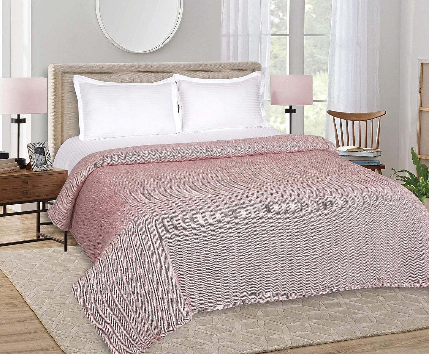 Glamburg 100% Soft and Breathable Cotton Thermal Blanket Twin Red - Perfect for Layering Any Bed for All Season