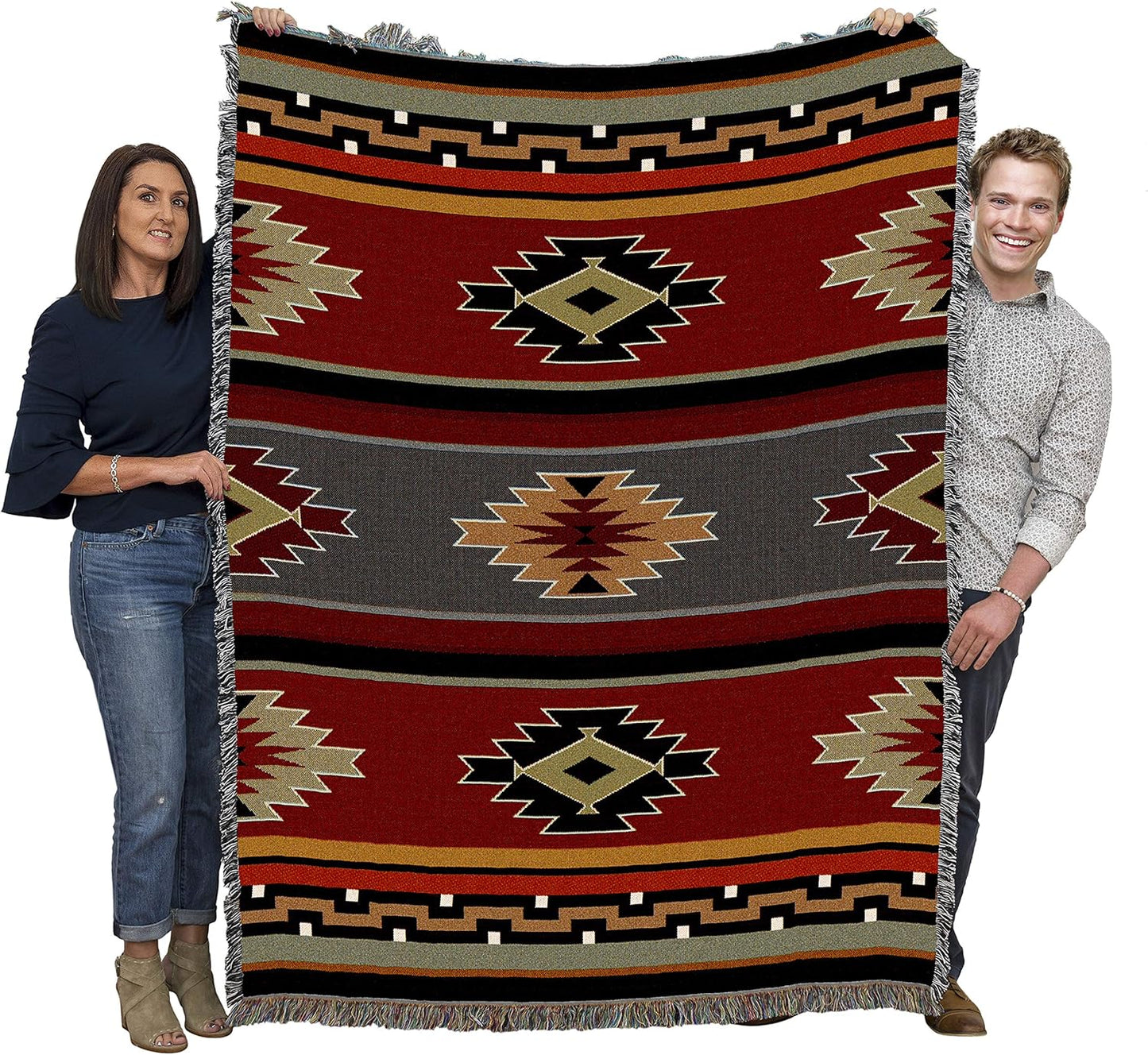 Pure Country Weavers Kaibab Blanket - Southwest Native American Inspired - Gift Tapestry Throw Woven from Cotton - Made in The USA (72x54)