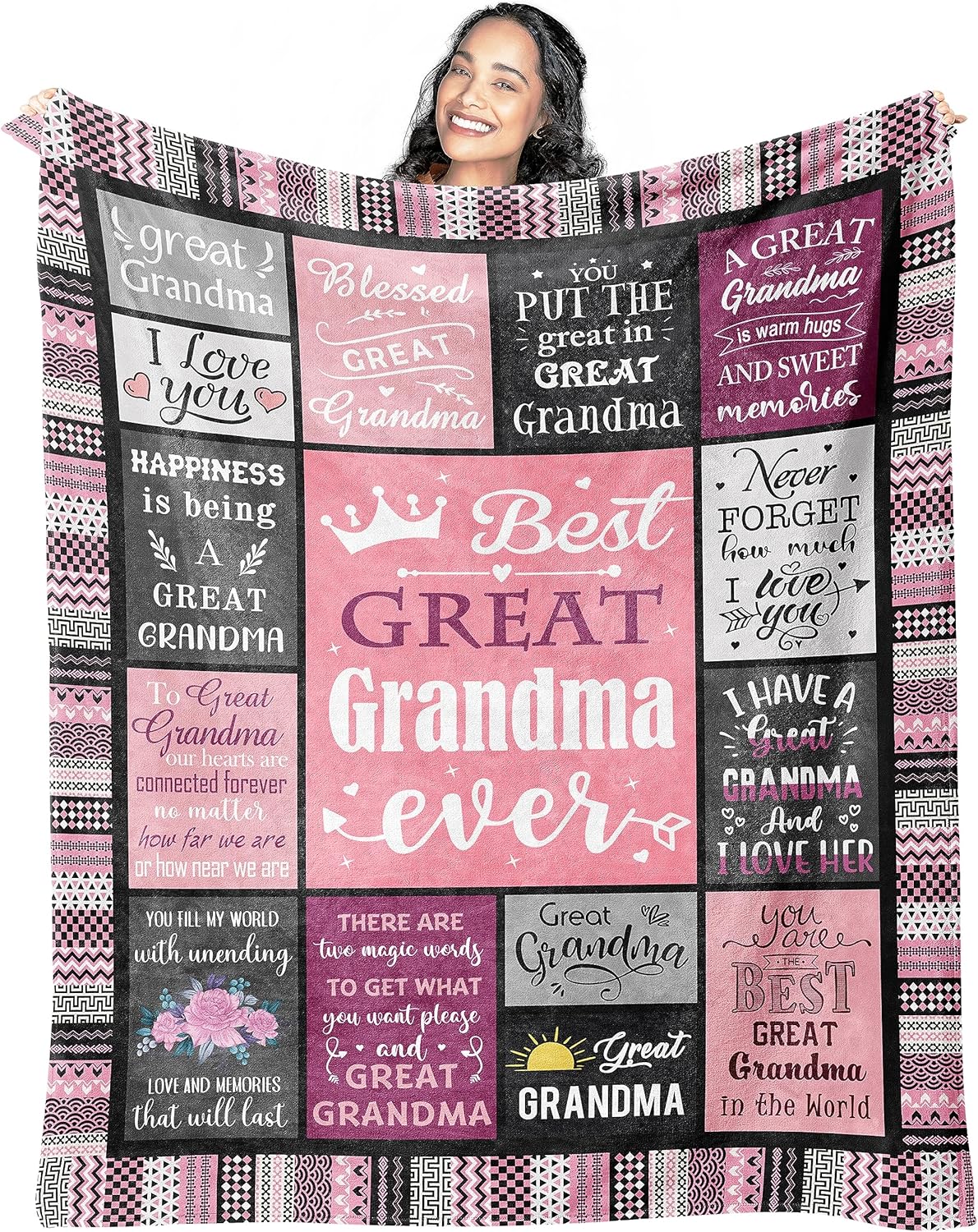 Great Grandma Gifts Blanket 60"x50", Christmas/Birthday Gifts for Great Grandma from Grandkids, Best Great Grandmother Gift Ideas Throw Blanket