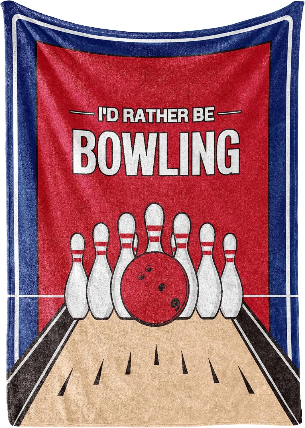 InnoBeta Bowling Throw Blanket - I'd Rather be Bowling - Flannel Blankets for Bowling Lovers - Bowling Gifts for Men, Women - 50" x 65" (Blue)
