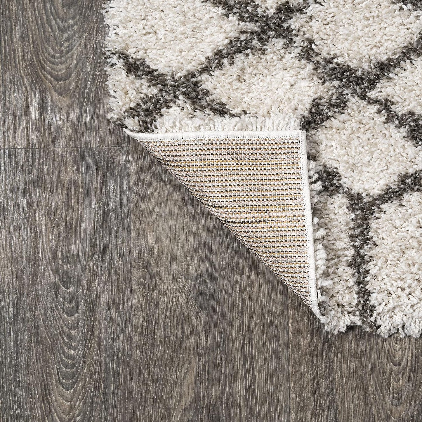 JONATHAN Y Diamond Shag Beige/Dark Gray Indoor Area Rug 4X6 ft, Algaida Moroccan for Living Room, Bedroom, Kitchen, Office, Easy-Cleaning, High Traffic, Pet-Friendly, Non-Shedding SHG104A-4