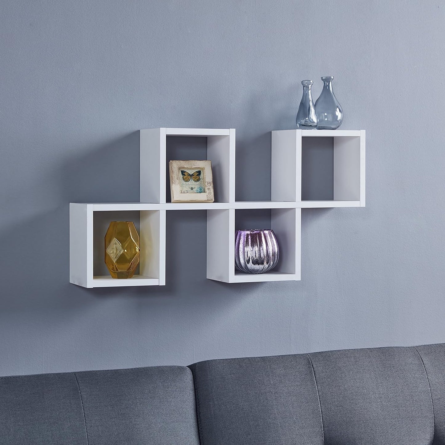 Danya B. Cubby Chessboard Wall Shelf - Horizontal or Vertical (White)