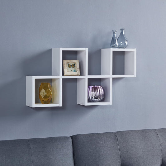 Danya B. Cubby Chessboard Wall Shelf - Horizontal or Vertical (White)