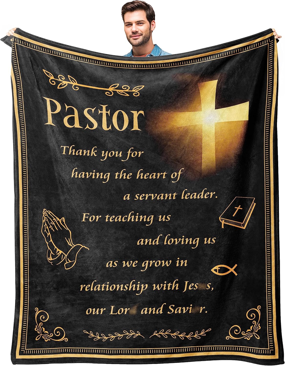 Kituzol Pastor Appreciation Gifts Blanket 50"X60" - Unique Pastor Gifts - Gifts for Pastor - Pastor’s Appreciation Decorations Gift - Funny Gift Idea for Pastors Throw Blankets - Christian Pastor Gift