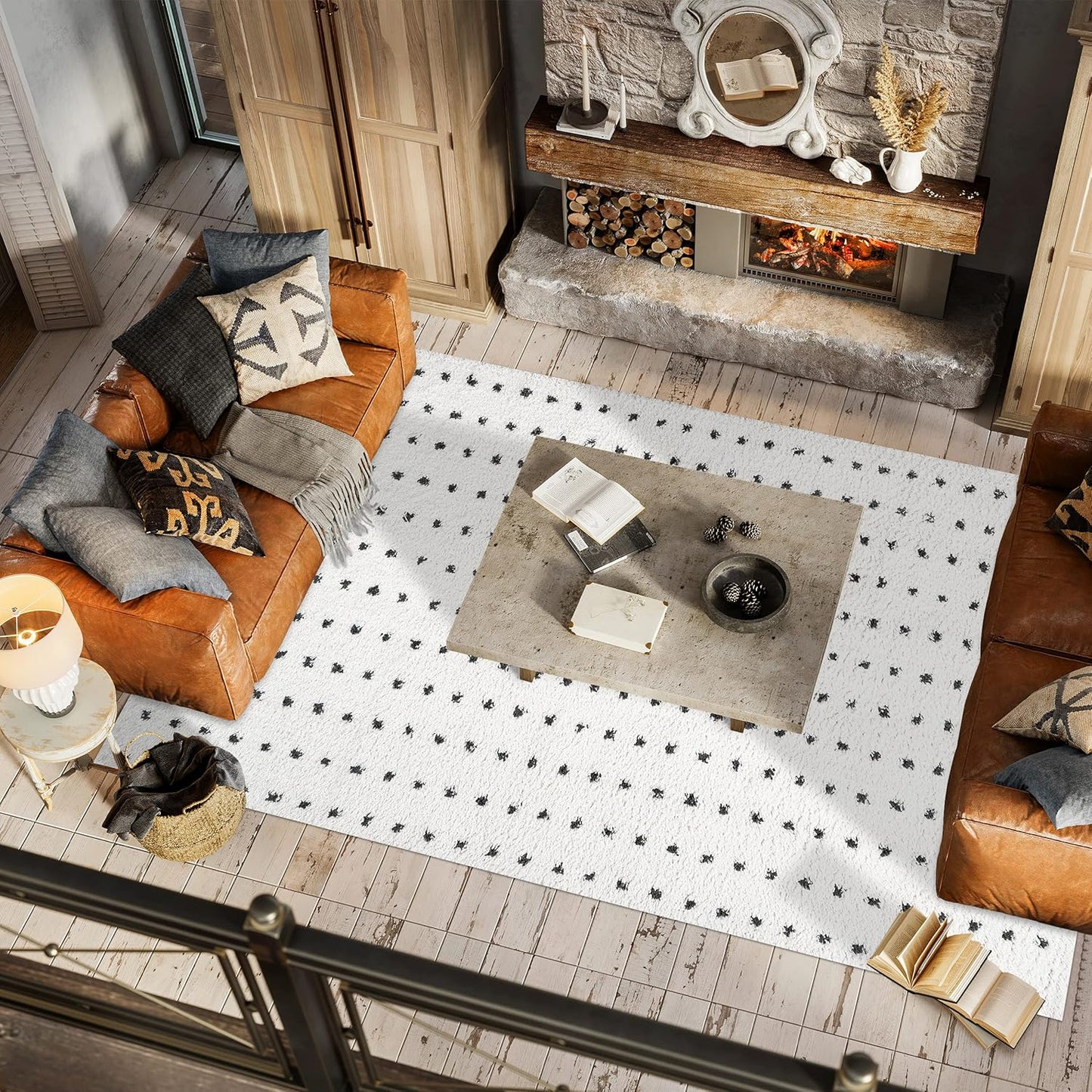 JONATHAN Y Pele Modern Geometric Dot Shag White/Gray Indoor Area Rug, 3x5, Bohemian, Contemporary, Easy-Cleaning for Living Room, Bedroom, Kitchen, Pet Friendly, Non-Shedding (MOH400A-3)