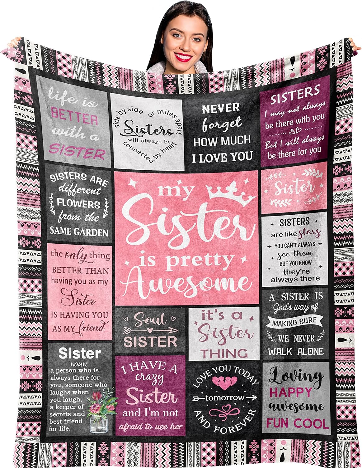 Sister Gifts from Sis, Sisters Birthday Gift Idea, Best Sister Ever Gift for Women, Birthday Gifts for Sisters, Sis Soft Throw Blanket 80" x 60"