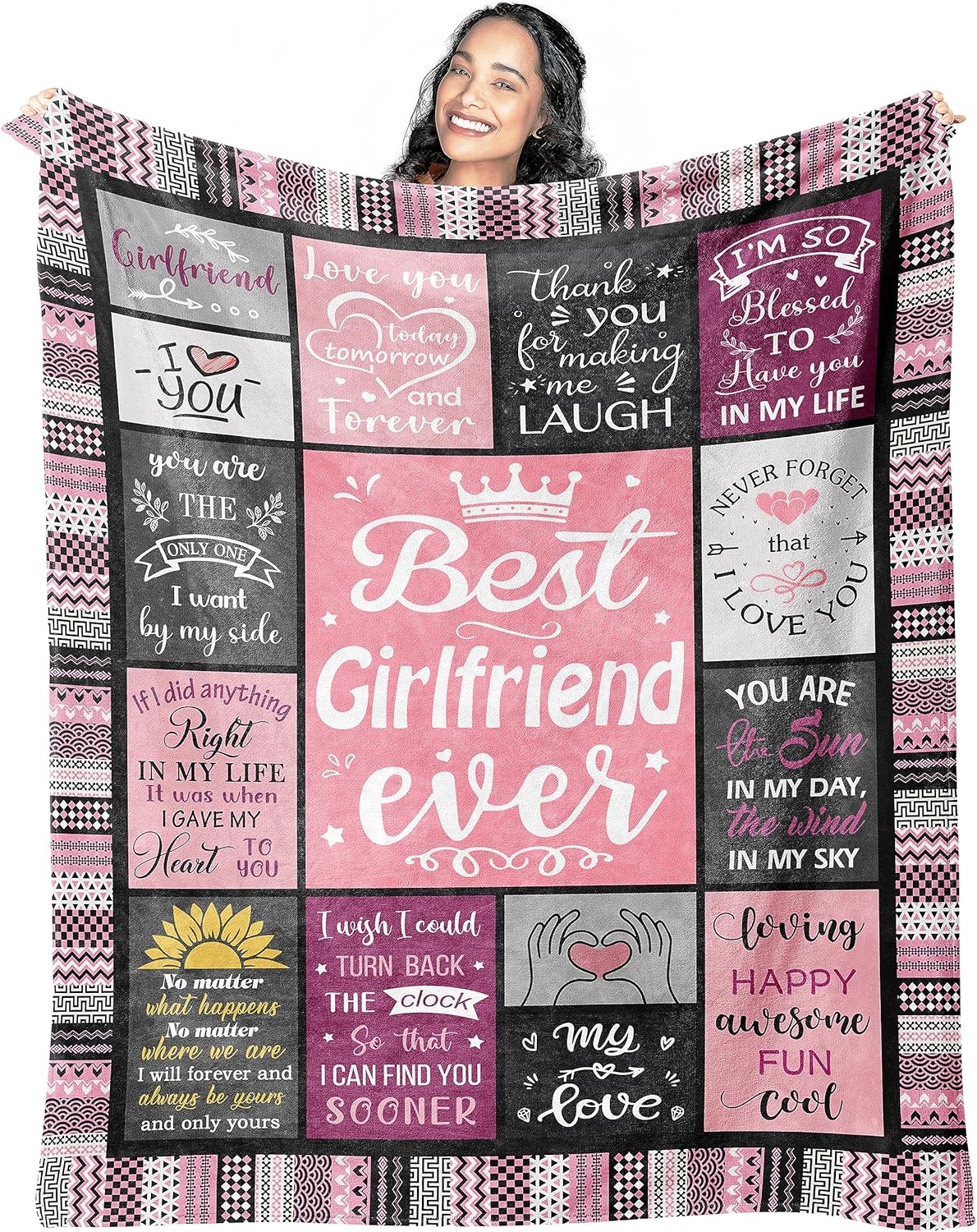 Gifts for Girlfriend Blanket 60"x50", Girlfriend Birthday Gifts for Women, Gift for Girlfriends Unique, Cute Birthday Christmas Anniversary Romantic Blanket for Girlfriends