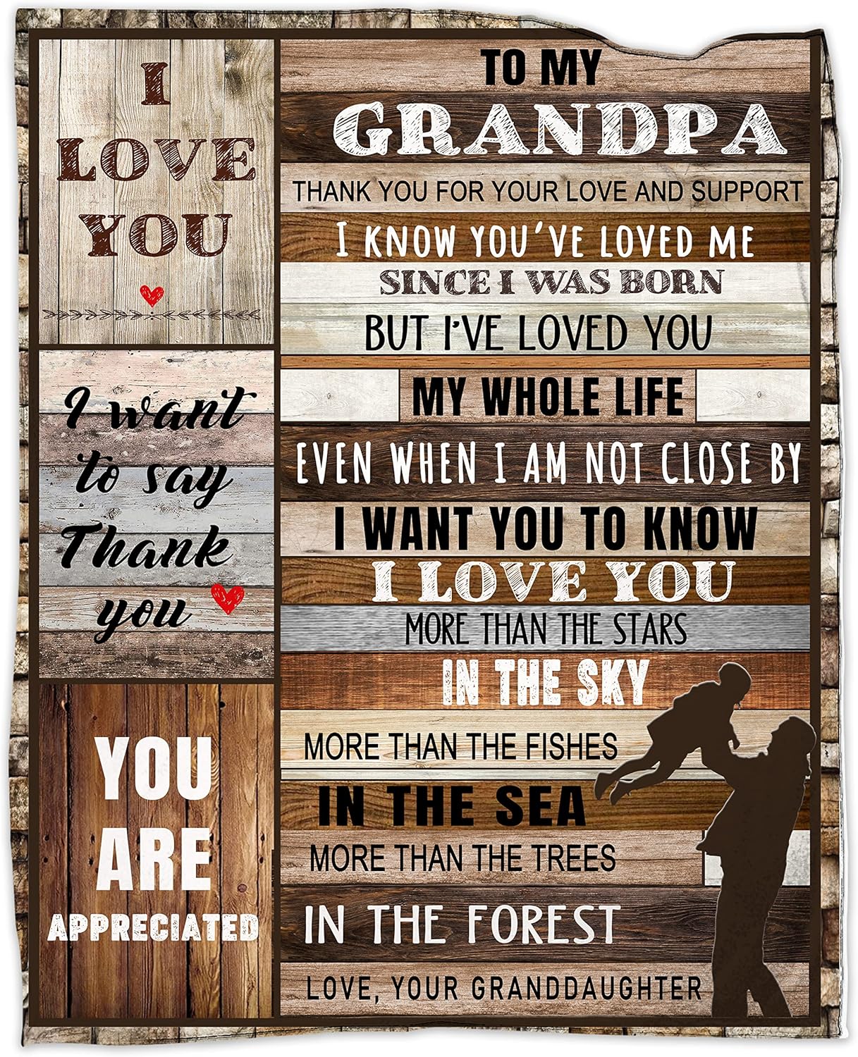 Grandpa Birthday Gifts, Grandpa Gift from Granddaughter, Soft Cozy Flannel Throw Blanket Christmas for Grandfather Fathers Day, Grandpas Blanket 80"x60",