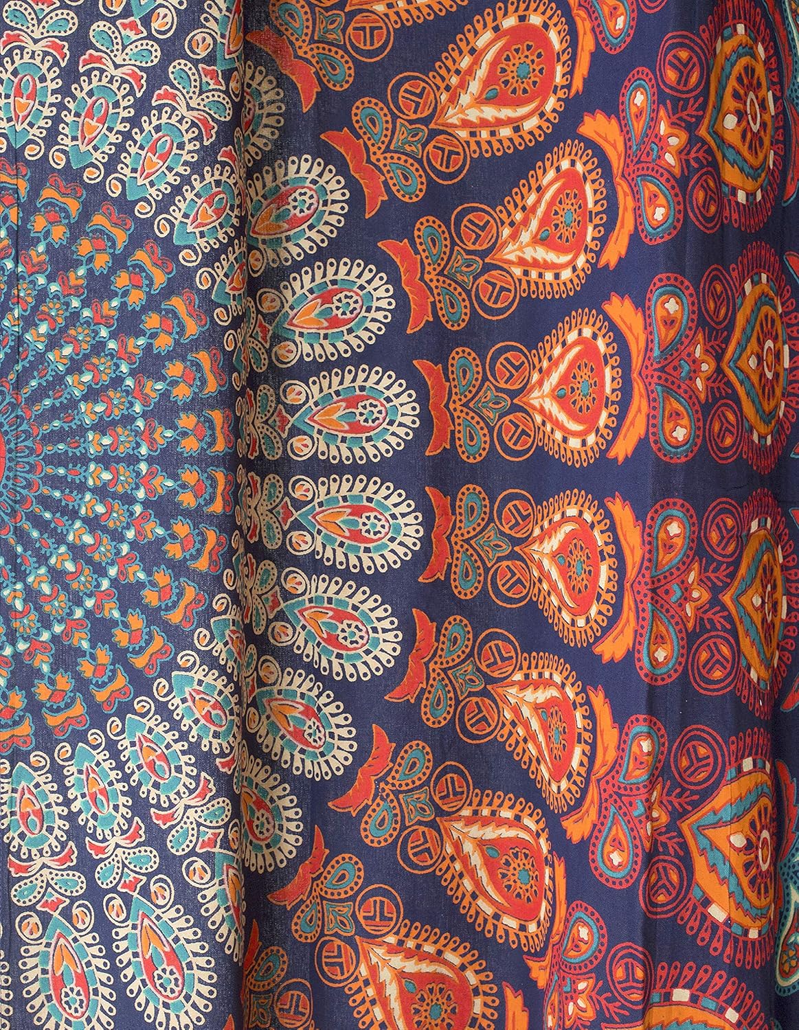 Popular Handicrafts Indian Hippie Bohemian Beautiful Peacock Mandala Curtain Panels Room Divider Blue