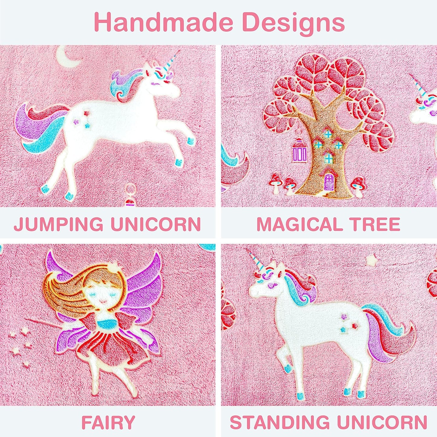 Glow in The Dark Unicorn Blanket for Girls – Soft Pink Fleece Throw. Great Christmas, Birthday, Baby, Toddler Unicorn Gifts for Girls, Fairy, Butterfly, Stars. Bright Long-Last Glow