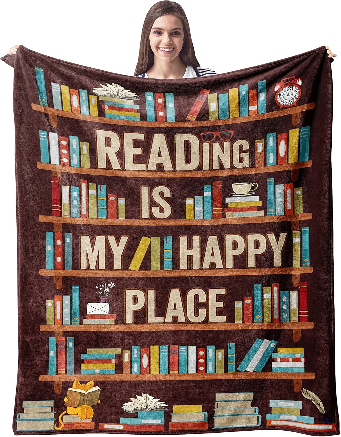 CUJUYO Book Lovers Gifts Blanket - Librarian Gifts Throw Blanket 40"x50" - Book Club Gifts for Reading Lover Bookish - Literary Gifts Ideas - Best Bookworm Gifts on Birthday Christmas Graduation