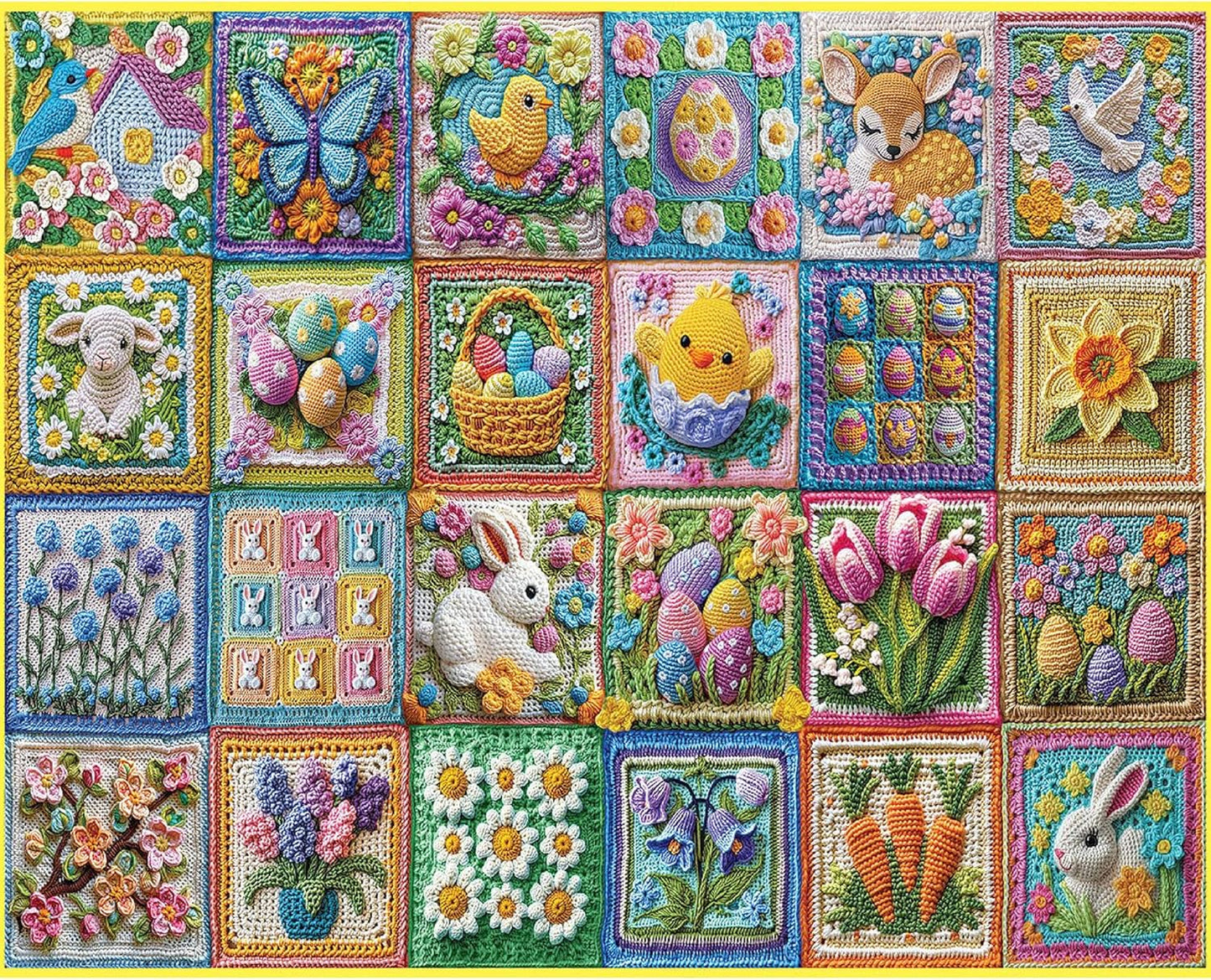 White Mountain 1000 Piece Jigsaw Puzzle Spring Holiday Collage Puzzles with Large Pieces Gift for Adults and Family 24x30 - Easter Crochet