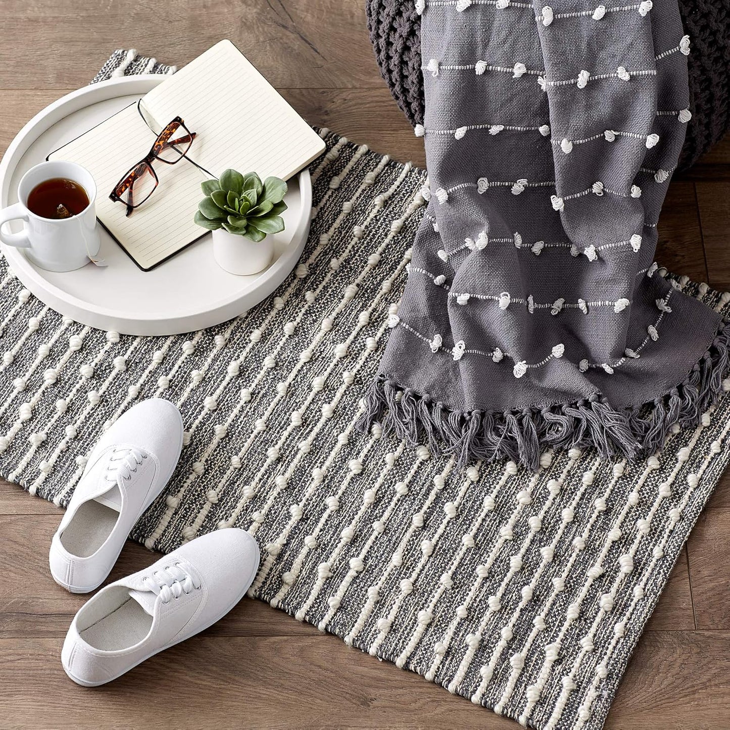 DII Slub Rug Collection Recycled Cotton Loop, 2x3', Mineral Gray