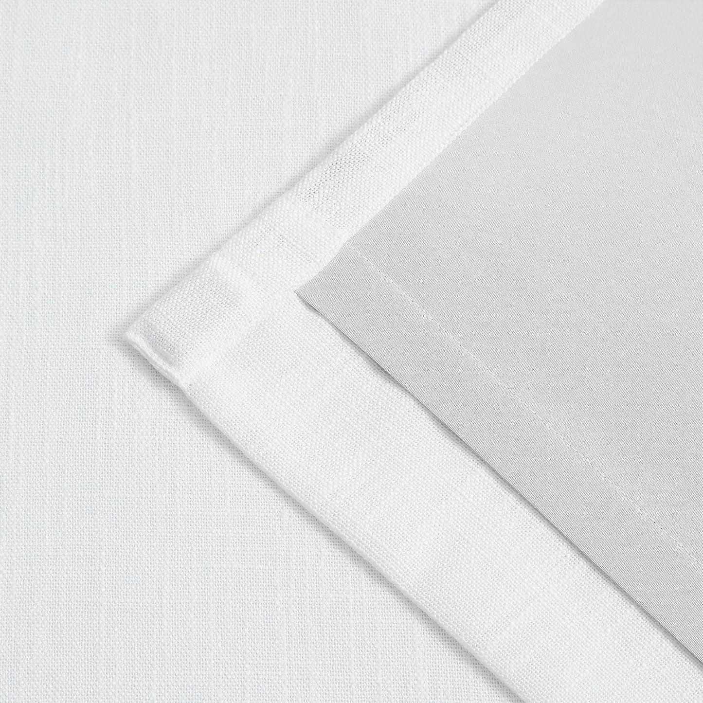 White Pinch Pleated Full Blackout Curtains Linen Texture Thermal Insulated Window Treatment Panel 84 Inch Long for Living Room Bedroom Noise Reducing Back Tab Drapes with Hooks, 1 Panel, 60"Wx84"L