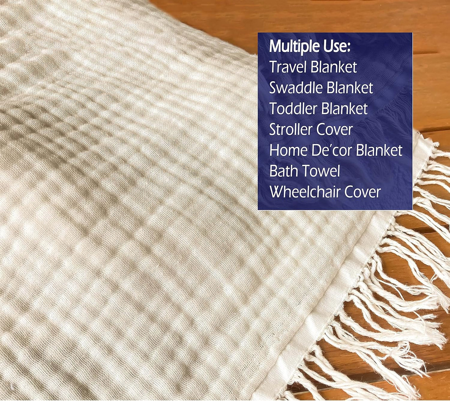 KyraHome Muslin Blankets for Adults Kids 60"x80",100% Organic Cotton Plant Dyed, Lightweight Breathable Gauze Cotton Throw Blanket for Couch, All Season (Shortbread/Creamy)