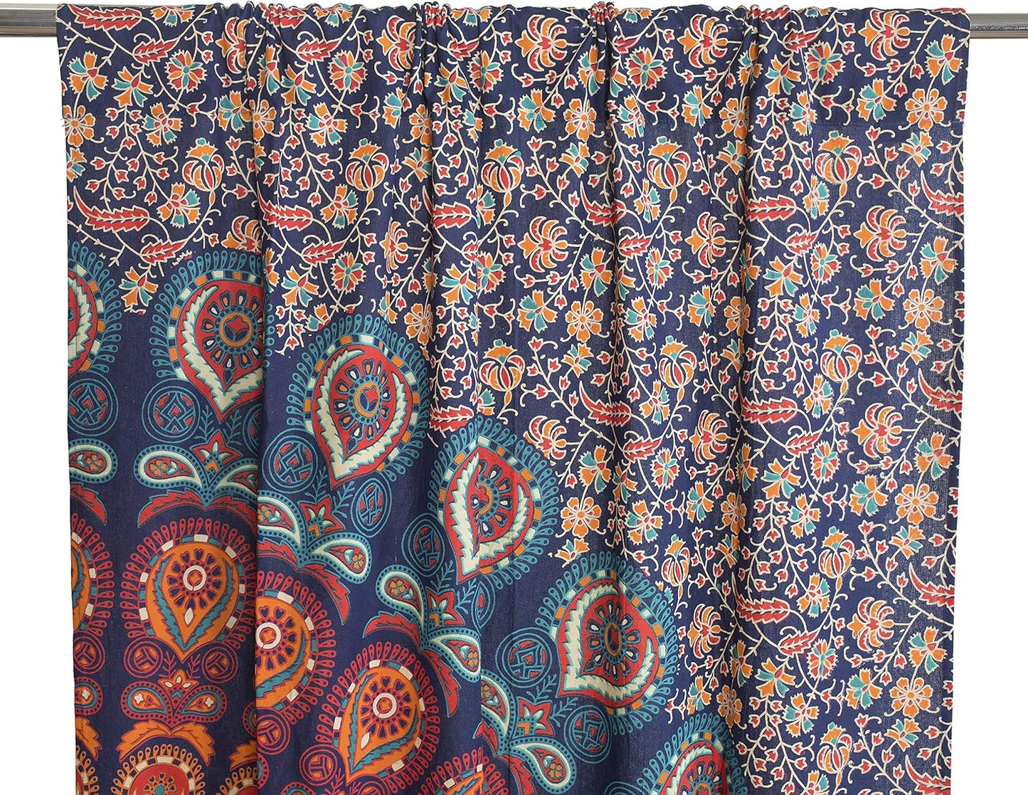 Popular Handicrafts Indian Hippie Bohemian Beautiful Peacock Mandala Curtain Panels Room Divider Blue