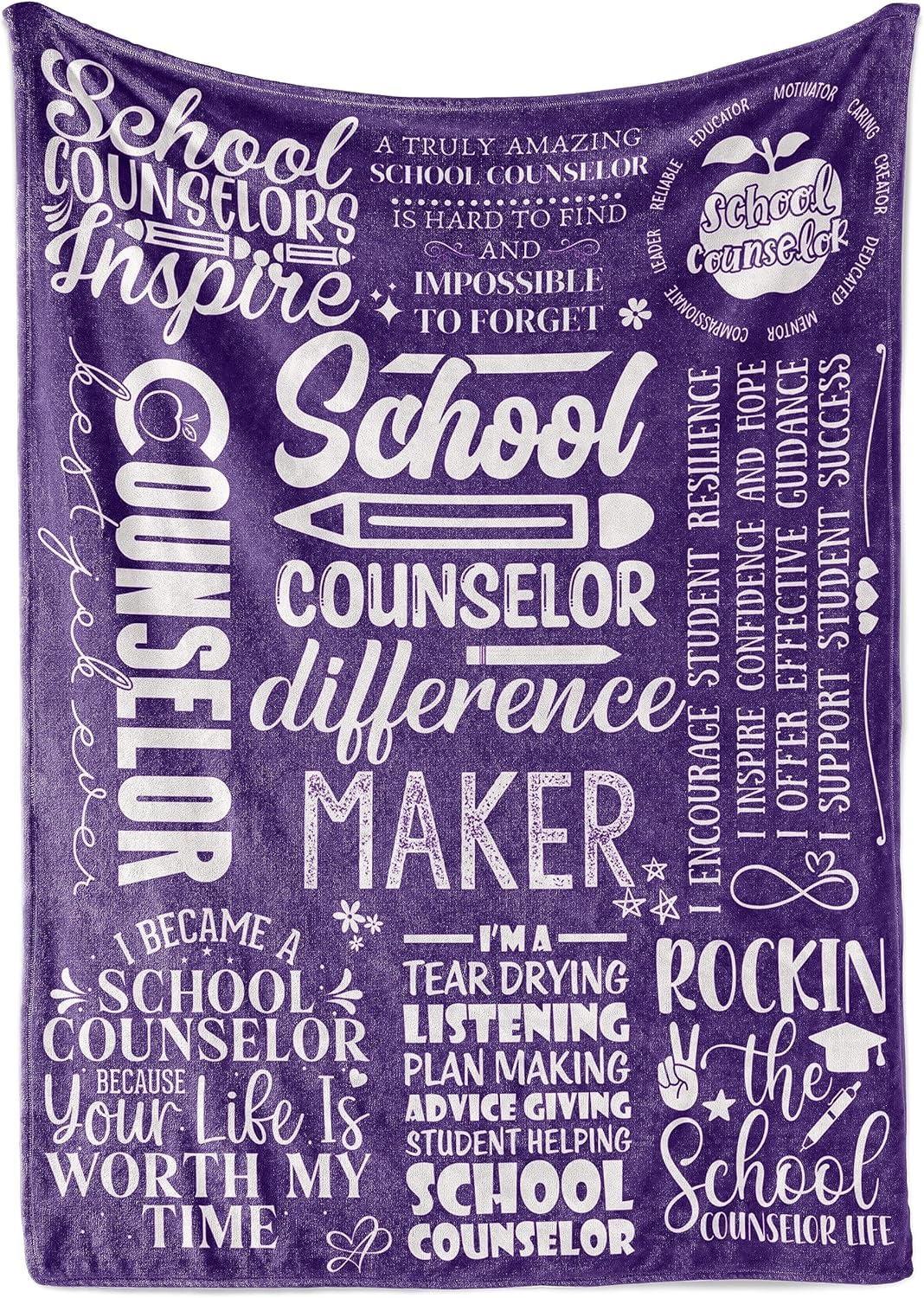 School Counselor Gifts, Bed Flannel Plush Throw Blankets (50"x 65"), Counselor Appreciation Gifts for Women on Birthday, Christmas, School Counselor Difference Maker