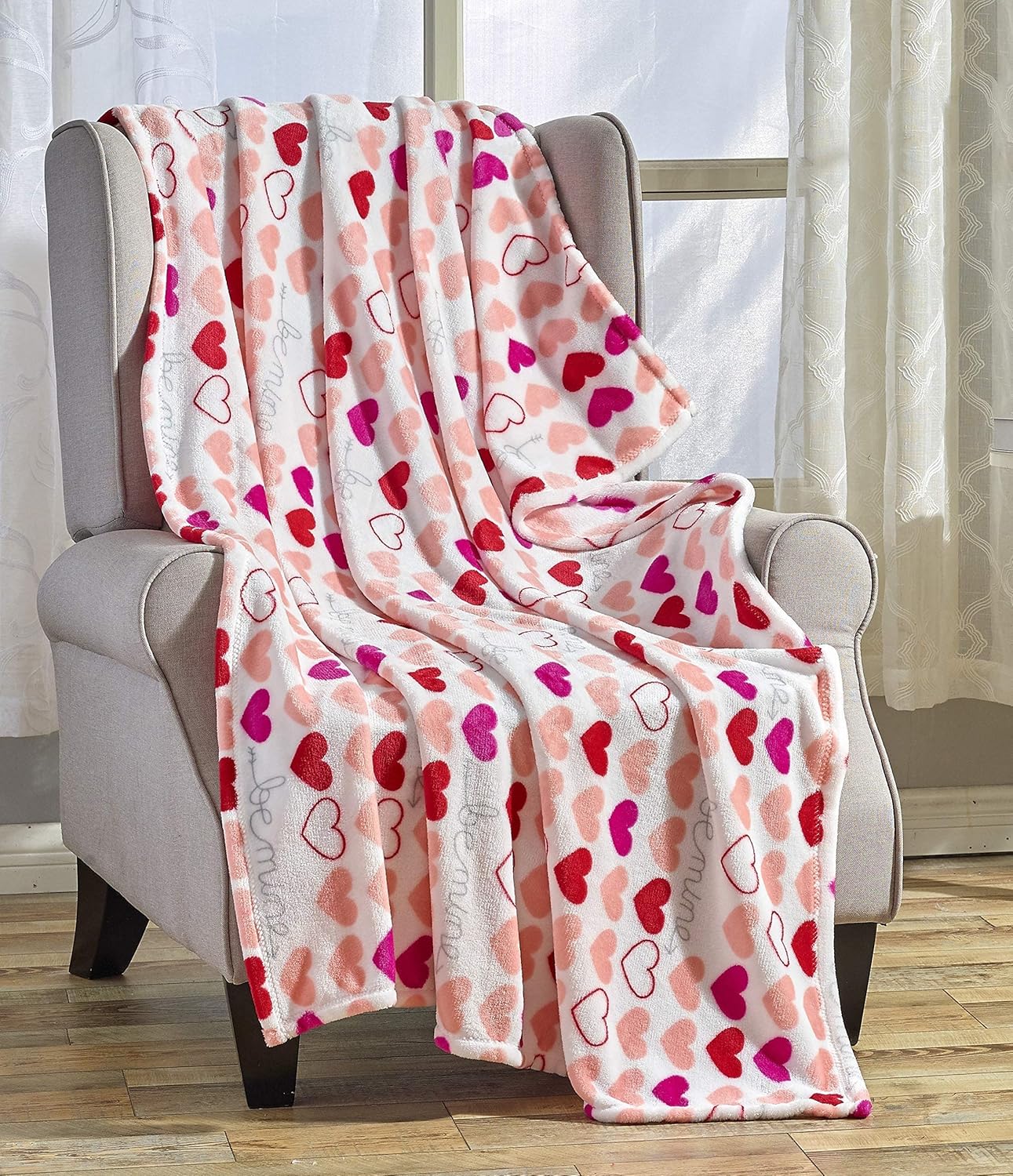 Hearts Throw Blanket – Ultra Soft Microplush 50"x60" | Cozy Love Theme Gift for Couch, Bed, Travel | Washable | - Be Mine