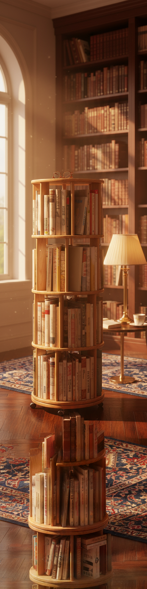 360° Rotating Stackable Shelves Narrow Bookshelf 360 Display — reading lifestyle