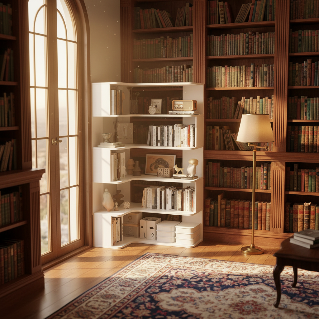 6-Tier Corner Bookshelf - Modern L-Shaped Bookcase with Anti — reading lifestyle