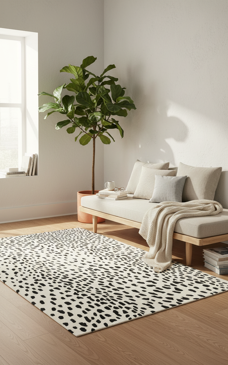 Hand Tufted Black & White Dalmatian Animal Print Area Rug –  — reading lifestyle