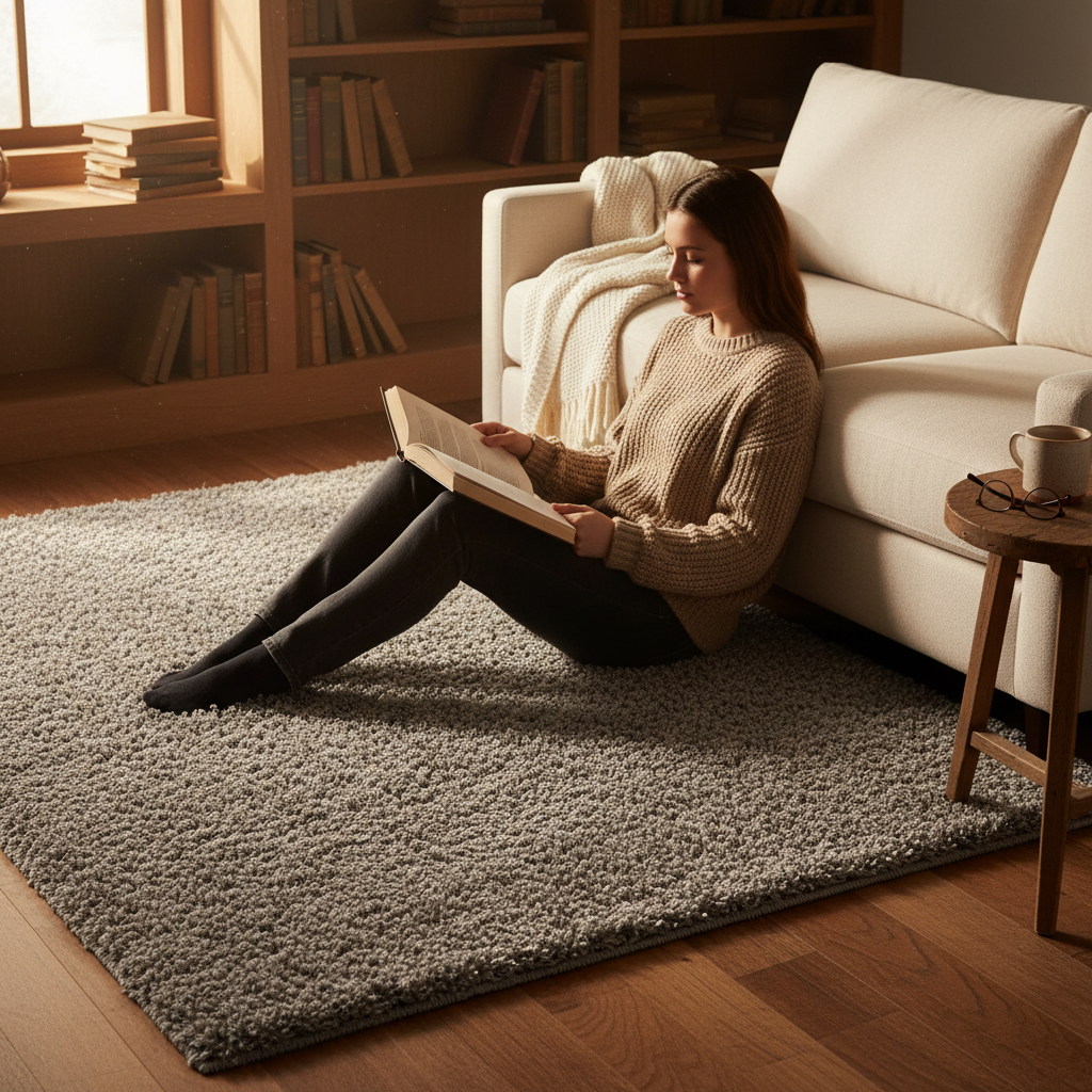 Unique Loom Solid Shag Collection Area Rug (2' 2" x 3' 1" Rectangle, Cloud Gray) — lifestyle