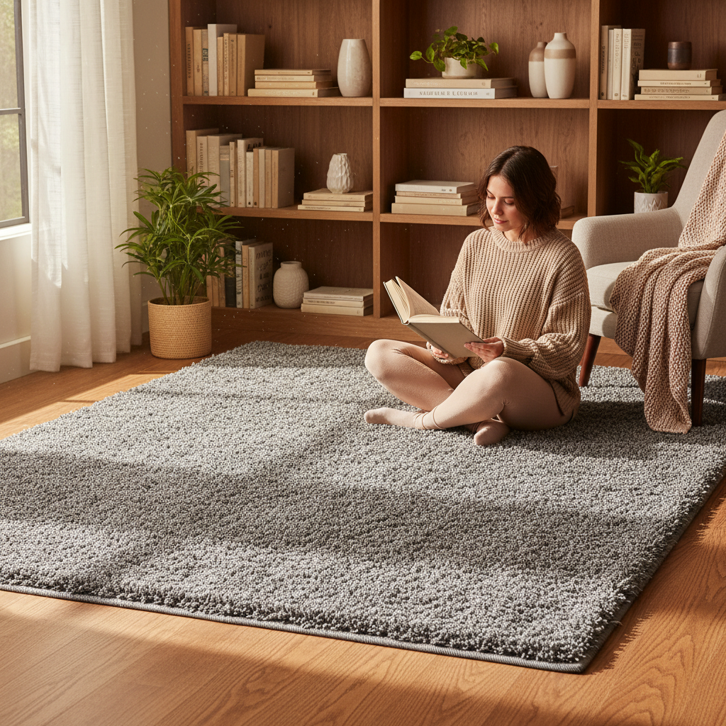 Unique Loom Solid Shag Collection Area Rug (2' 2" x 3' 1" Rectangle, Cloud Gray) — lifestyle